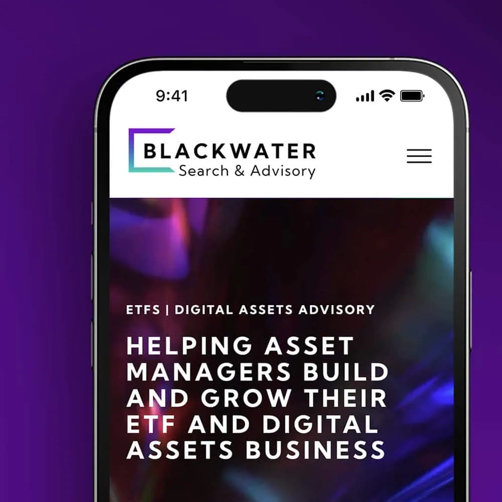 Blackwater fintech mobile website design by Design by PRE