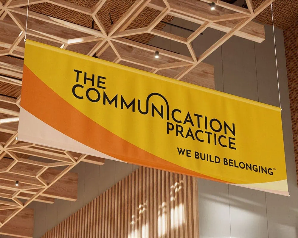 The Communication Practice brand and exhibition design by Design by PRE
